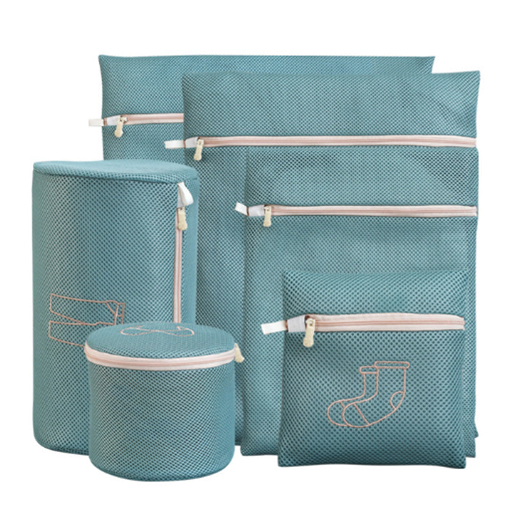 6Pcs Set Mesh Washing Bags Laundry Bags Clothes Wash Bags Green