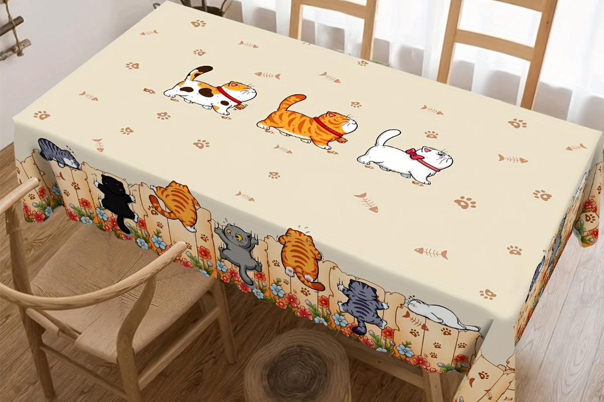 Cute Cat Tablecloth Dining Table Cover Polyester Tablecover -Rectangle Tablecloth