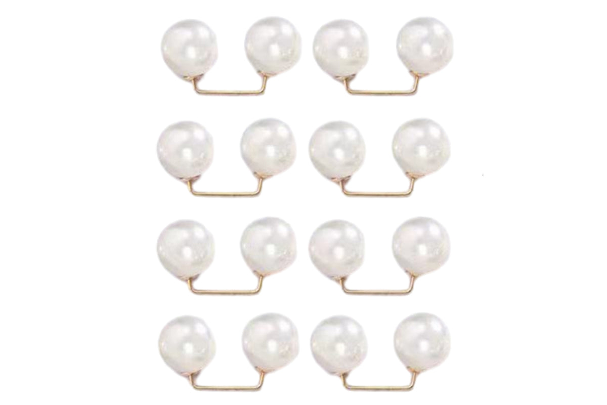 8Pcs Brooches Anti-Reveal Neckline Double Headed Artificial Pearl Curved Pin-ST1