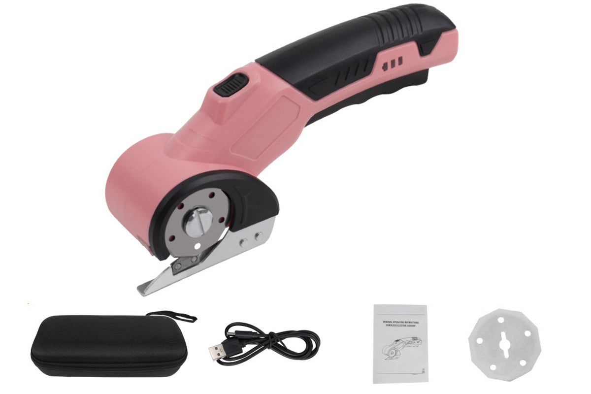USB Cordless Electric Scissors Rechargeable Fabric and Cardboard Cutter-Pink
