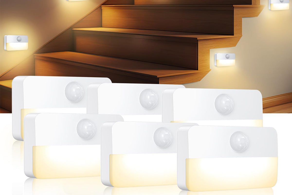 6Pcs Motion Sensor Stair Light Indoor Step Lights for Bedroom Under Cabinet Kitchen