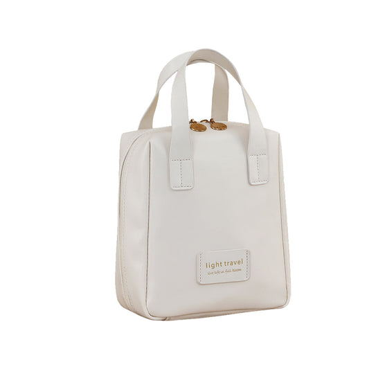 PU Leather Makeup Bag Travel Cosmetic Bag Multi-functional Toiletry Bag Daily Use Beige
