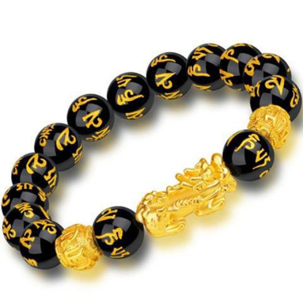 Feng Shui Black Mantra Beads Pi Xiu Bracelets for Attract Wealth and Good Luck