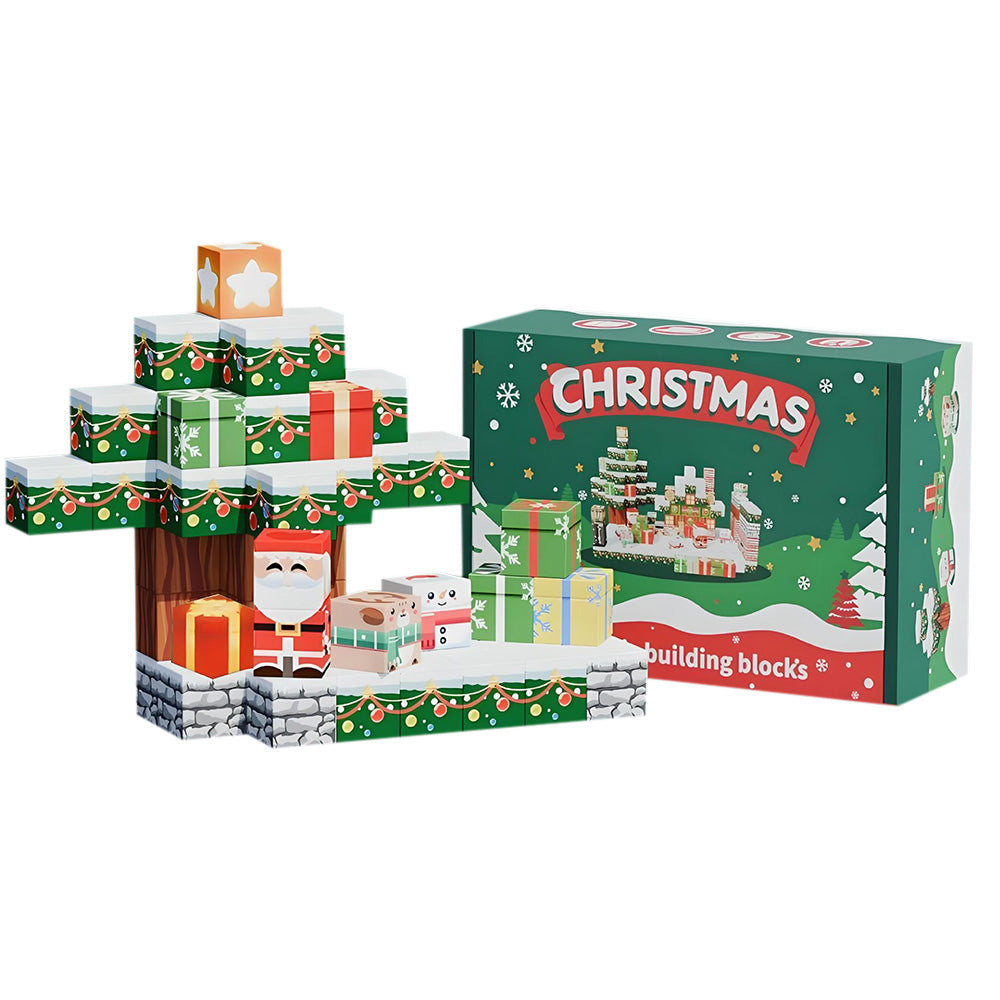 Magnetized Building Blocks for Kids Christmas Themed STEM Learning Cubes Style 1