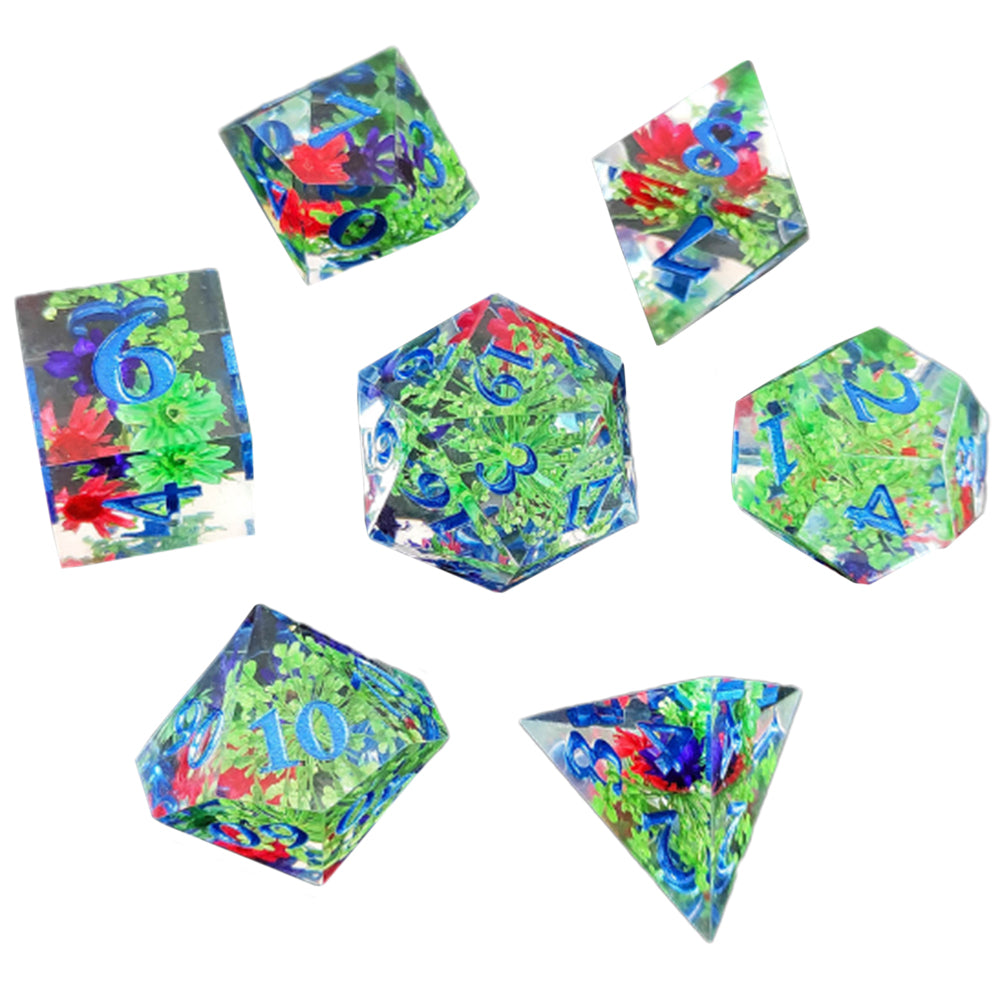 7Pcs Set DND Dice Resin Dice Table Games Accessories Style 1