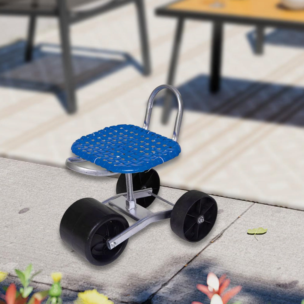 Adjustable Height Gardening Seat 360-degree Rotating Stool with 3 Wheels