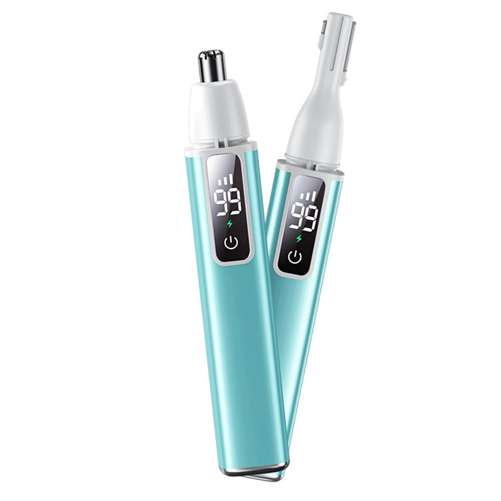 2-in-1 Hair Trimmer Rechargeable Nose Ear Eyebrow Hair Removal for Women Turquoise