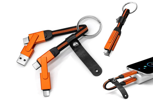 6 in 1 Multi Charging Cable Universal Phone Charging Cord with Type-C Micro USB for iPhone 16 15 14 Pro -Orange