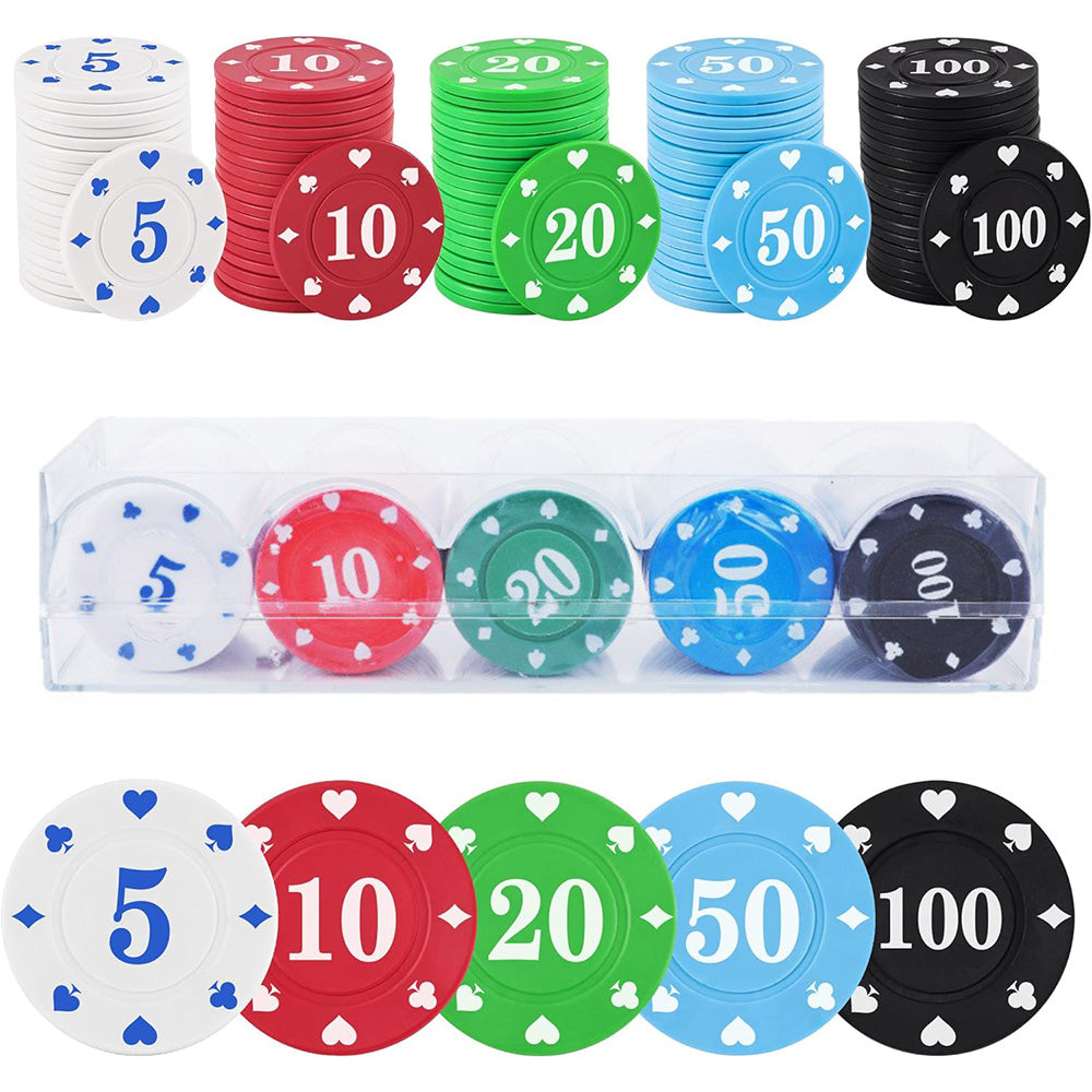 100Pcs Poker Chips Set with Storage Box ¨C Durable Plastic Chips for Home Poker Nights