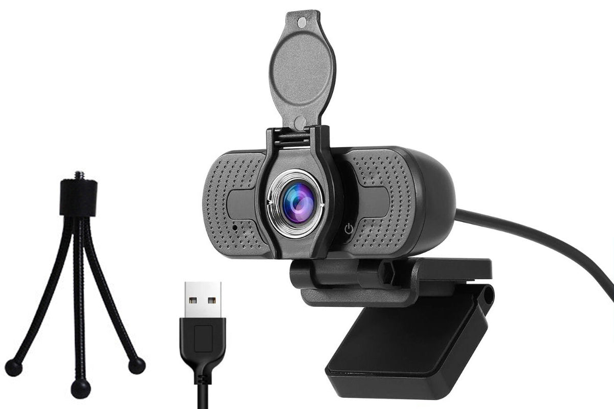 1080P HD Webcam with Microphone Privacy Cover USB Webcam for Zoom Skype Teams