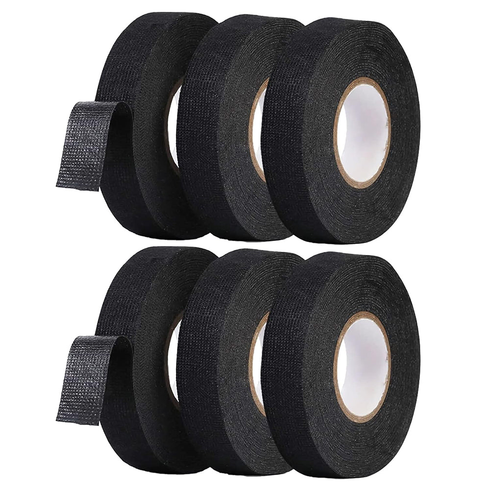 6 Rolls of Car Wiring Harness Tape Automobile Electrical Adhesive Fabric Wire Loom Cloth Noise Damping Heat Proof