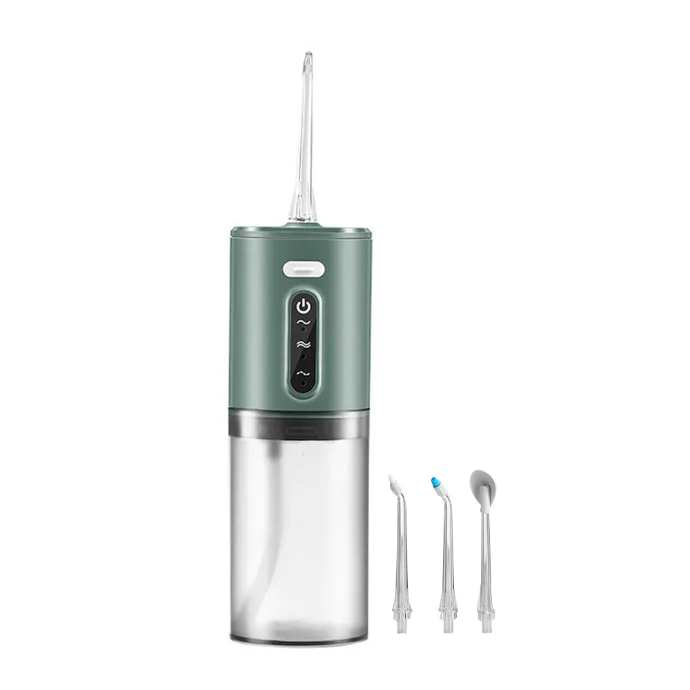 Cordless Electric Water Flosser Oral Irrigator Teeth Flosser Tooth Cleaner with 5 Nozzles Green
