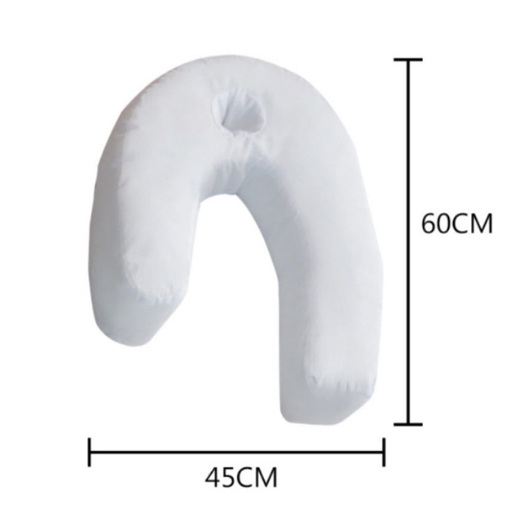 Side Sleeper Pillow with Ear Hole J Shaped Body Pillow for Neck Back Shoulder Support