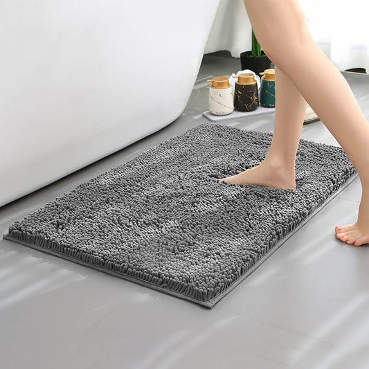 Soft Absorbent Chenille Bath Rug Quick Dry Bath Mat for Bathroom Floor Home Decor Grey