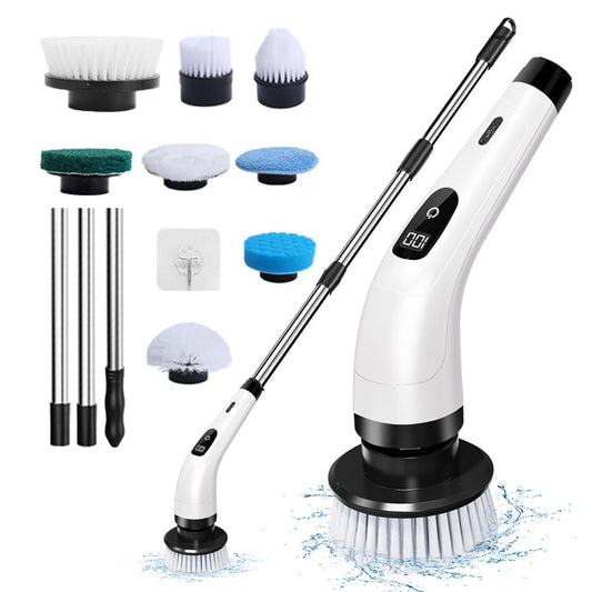 8-in-1 Handheld Electric Spin Scrubber Cordless Car Floor Cleaning Brush
