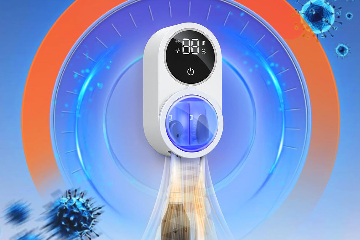 Wall Mounted Toothbrush Holder and Cleaner with Smart Light Cleaning and Fan Drying