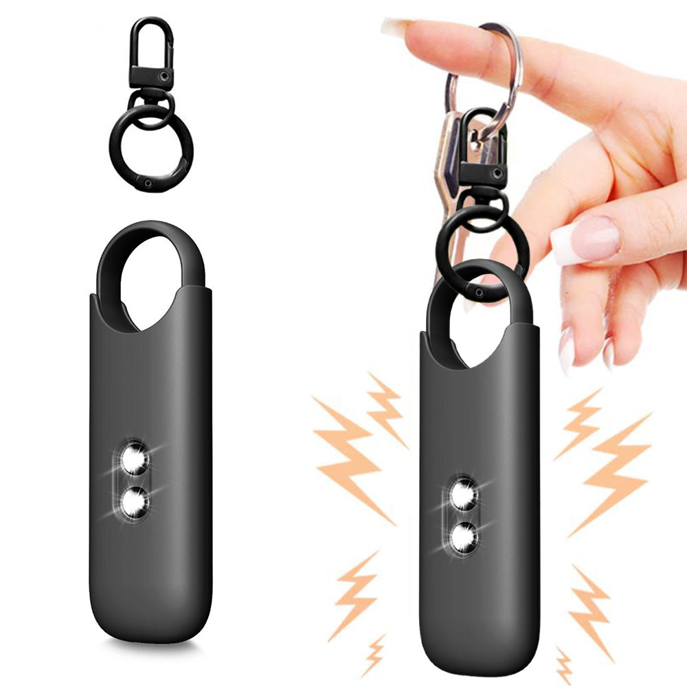 130dB Personal Alarm with Strobe Light Rechargeable Security Alarm Keychain for Women Kids Elderly Black