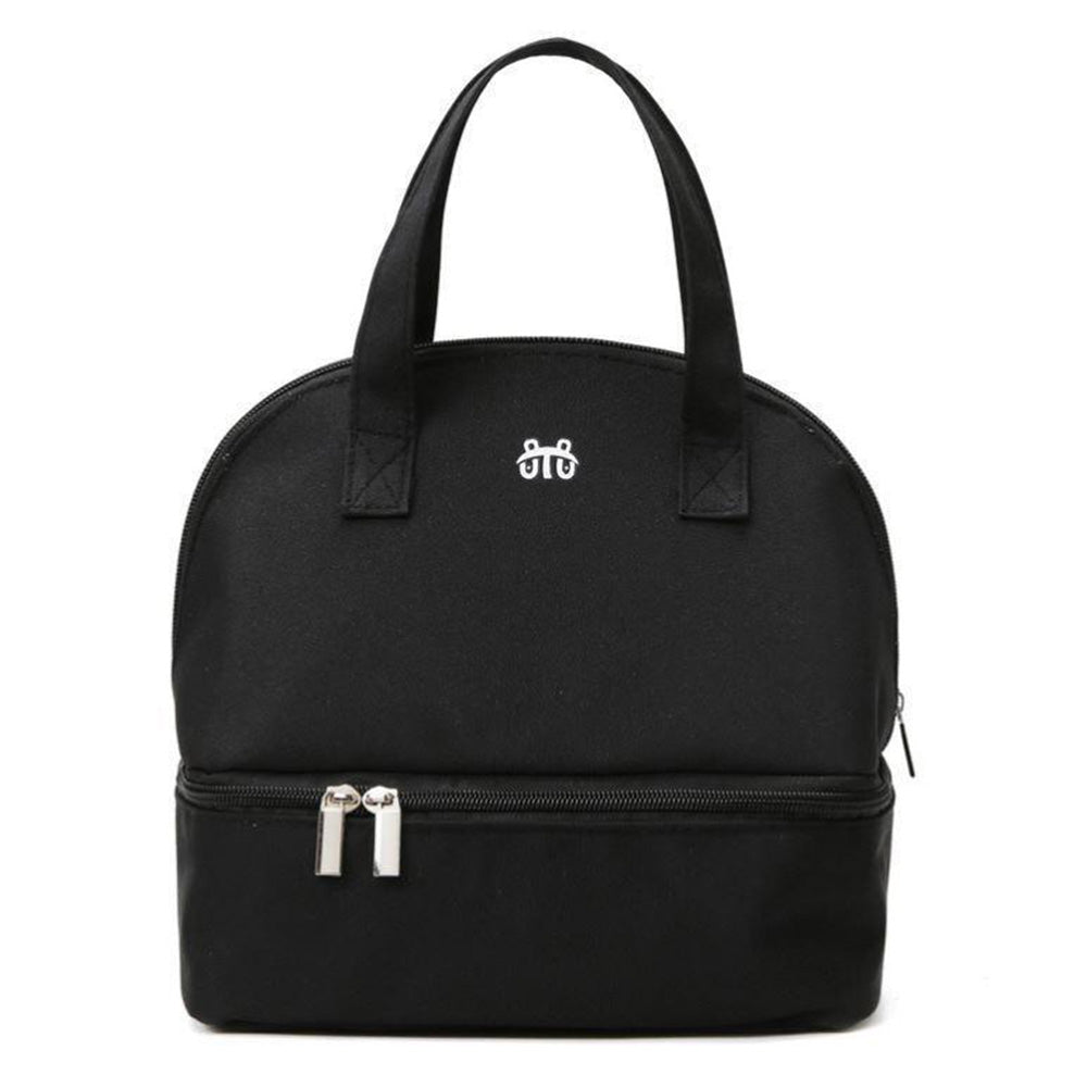 Insulated Lunch Bag with Dual Compartment Leakproof Cooler Tote for Work Office Picnic Black