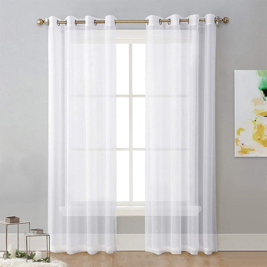 2-Panel 210x134cm Voile Curtain Window Drape Sheer Curtain with Rod-Holes White