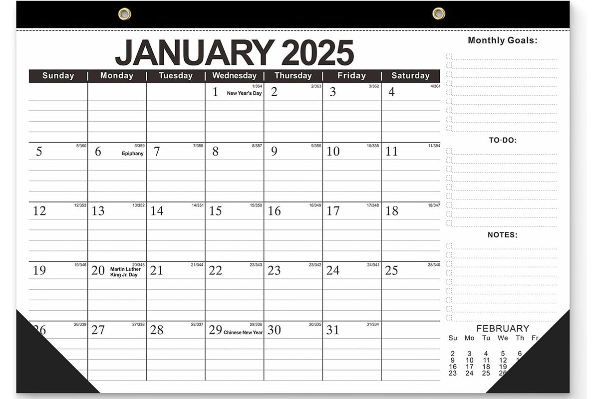18 Monthly Wall Calendar 225-226 Monthly Desk Calendar with To-do List
