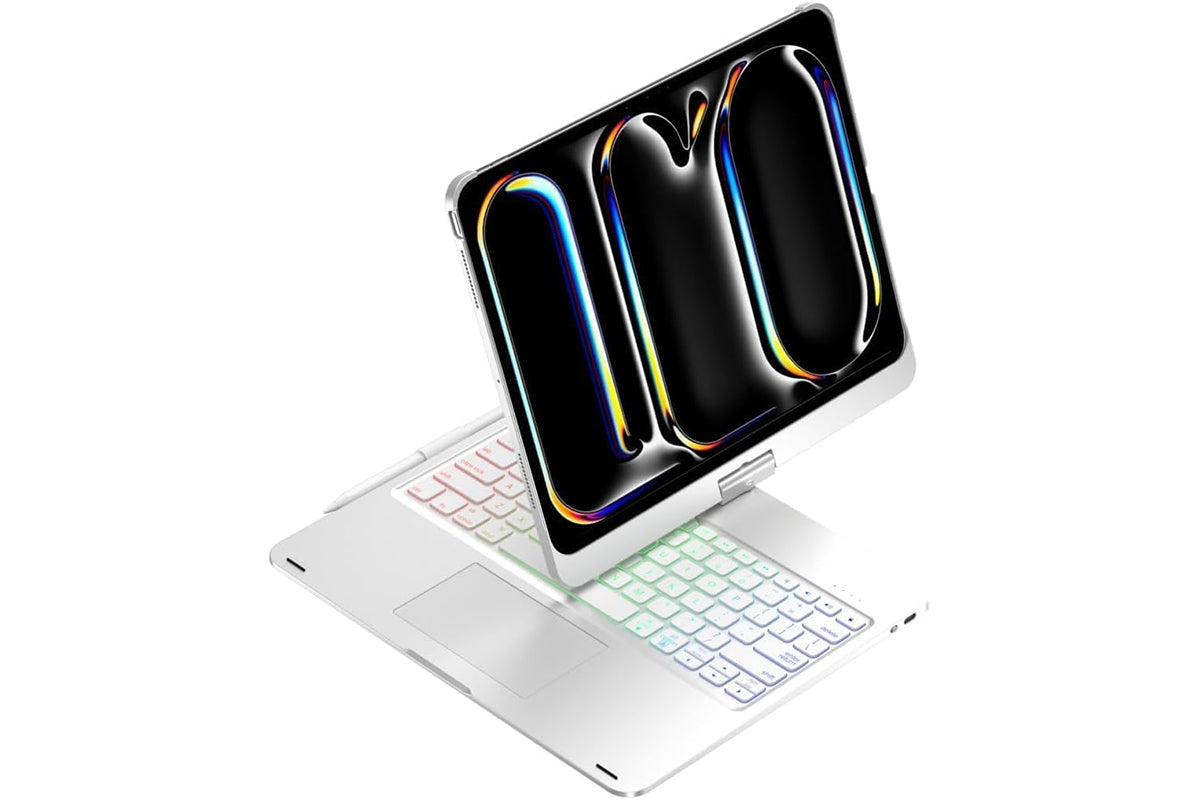 360-degree Rotatable Keyboard Case for iPad 11th Air 11 inch Air 13 inch with TouchPad -Silver A11