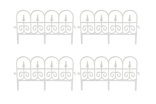 4 pcs Garden Plastic Fence Border Edging Panel Lawn Covers Yard-White