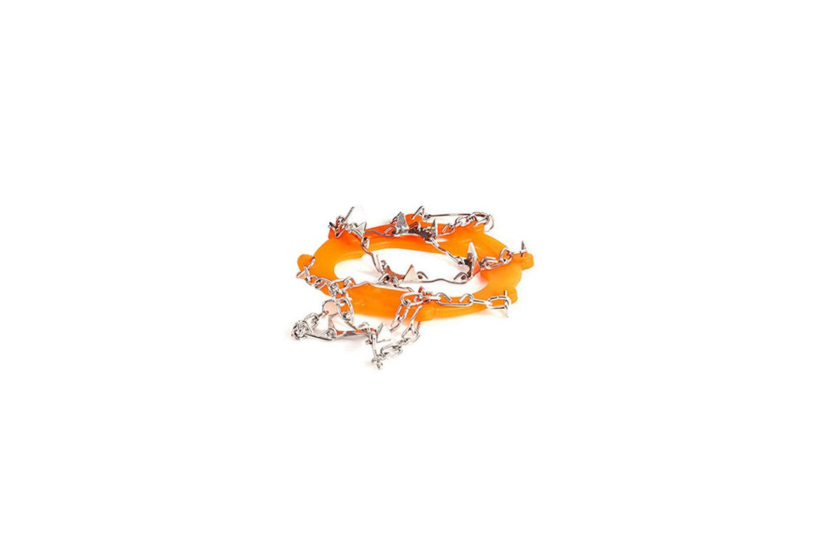 Traction Cleats Ice Snow Grips with 10 Stainless Steel Spikes - Orange