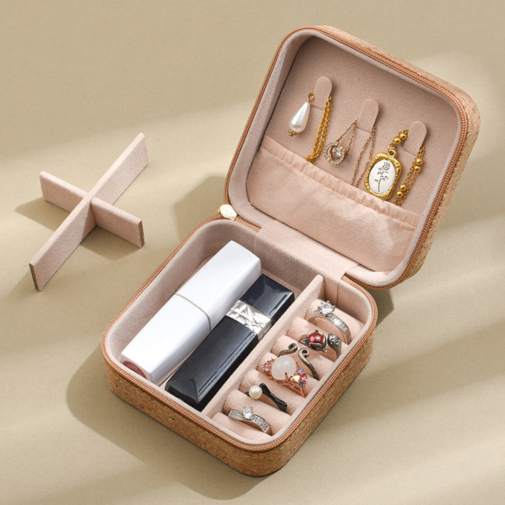 Portable Travel Jewellery Box Organizer PU Wooden Ornaments Jewelry Storage Case Style 3