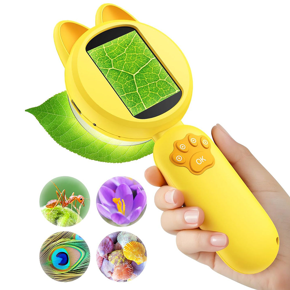 Kids Portable Microscope Mini Digital Microscope with LED Lights Yellow