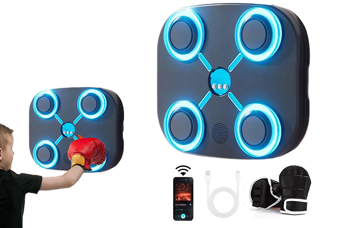 Bluetooth Music Boxing Machine with Boxing Glove for Electronic Wall Mounted Punching Pad Boxing Target Christmas Gift-Grey