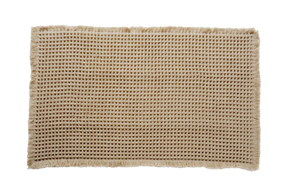 Waffle Bath Mat Cushioned Non Slip Bathroom Rug for Floor Standing Mat-Brown