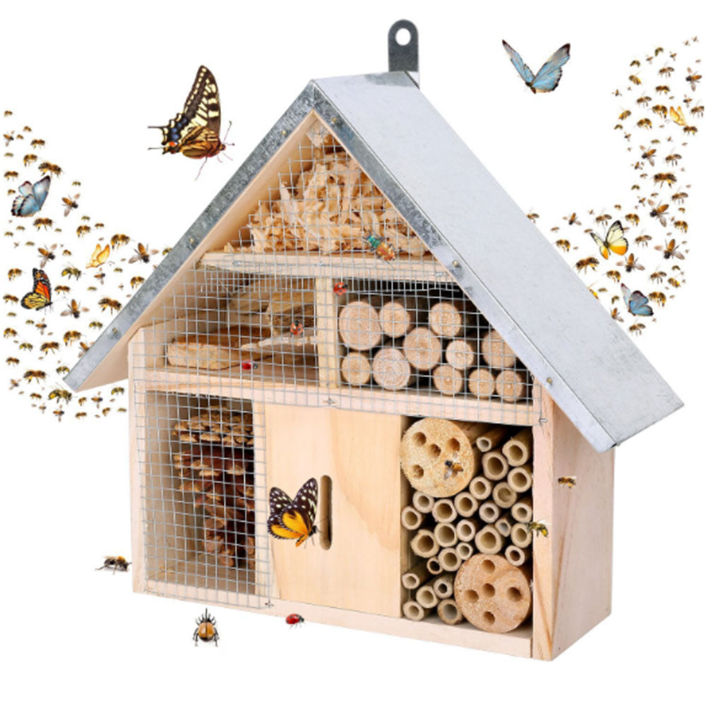 Wooden Insect Bee Butterfly House Outdoor Hanging Insect Hotel Garden Natural Shelter