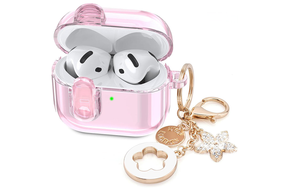 Earphones Case Compatible with Apple Airpods 4 Soft TPU Clear Earbuds Case-Pink