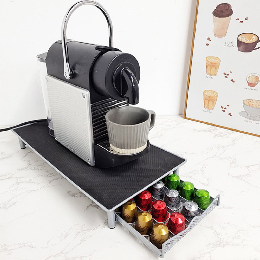 40-Pod Coffee Capsules Holder Rack Drawer Style Storage Organizer Stand for Nespresso Grey