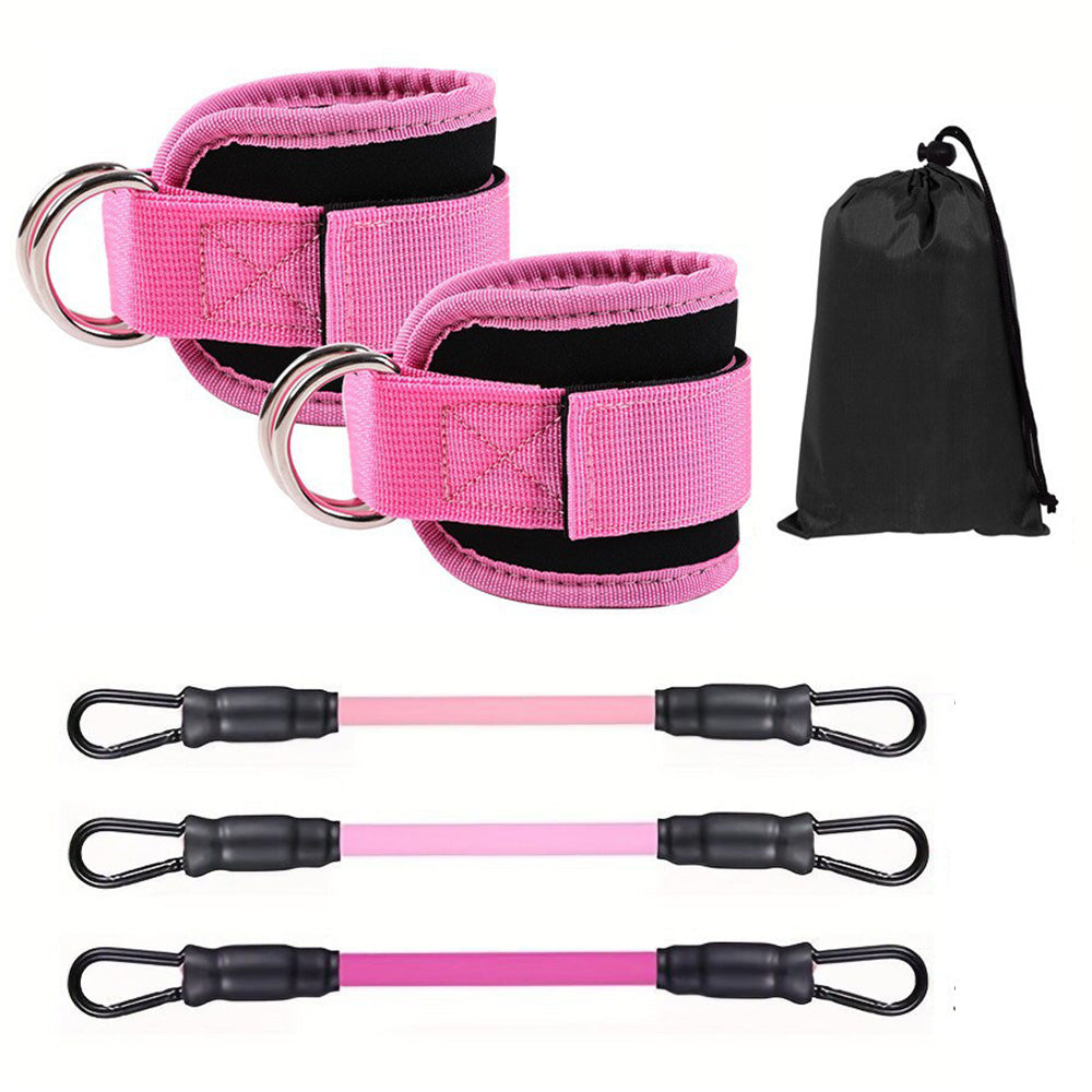 6Pcs Set Ankle Resistance Bands for Working Out Butt Exercise Fitness Equipment for Women Pink