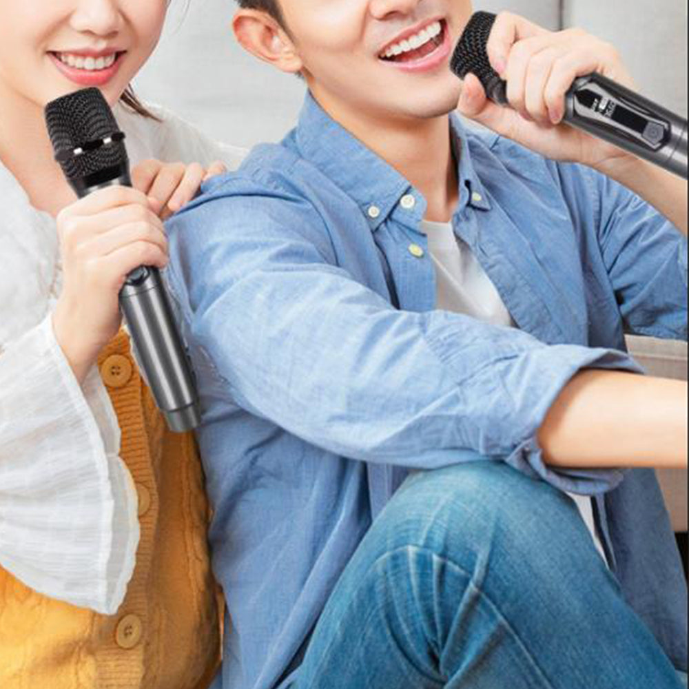 Plug and Play Wireless Microphone Rechargeable Karaoke Mic for Singing Speeches Events Gold