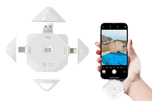 2Pcs 5-in-1 SD TF Card Reader for iPhone Type-C Memory Card Reader with Selfie Function