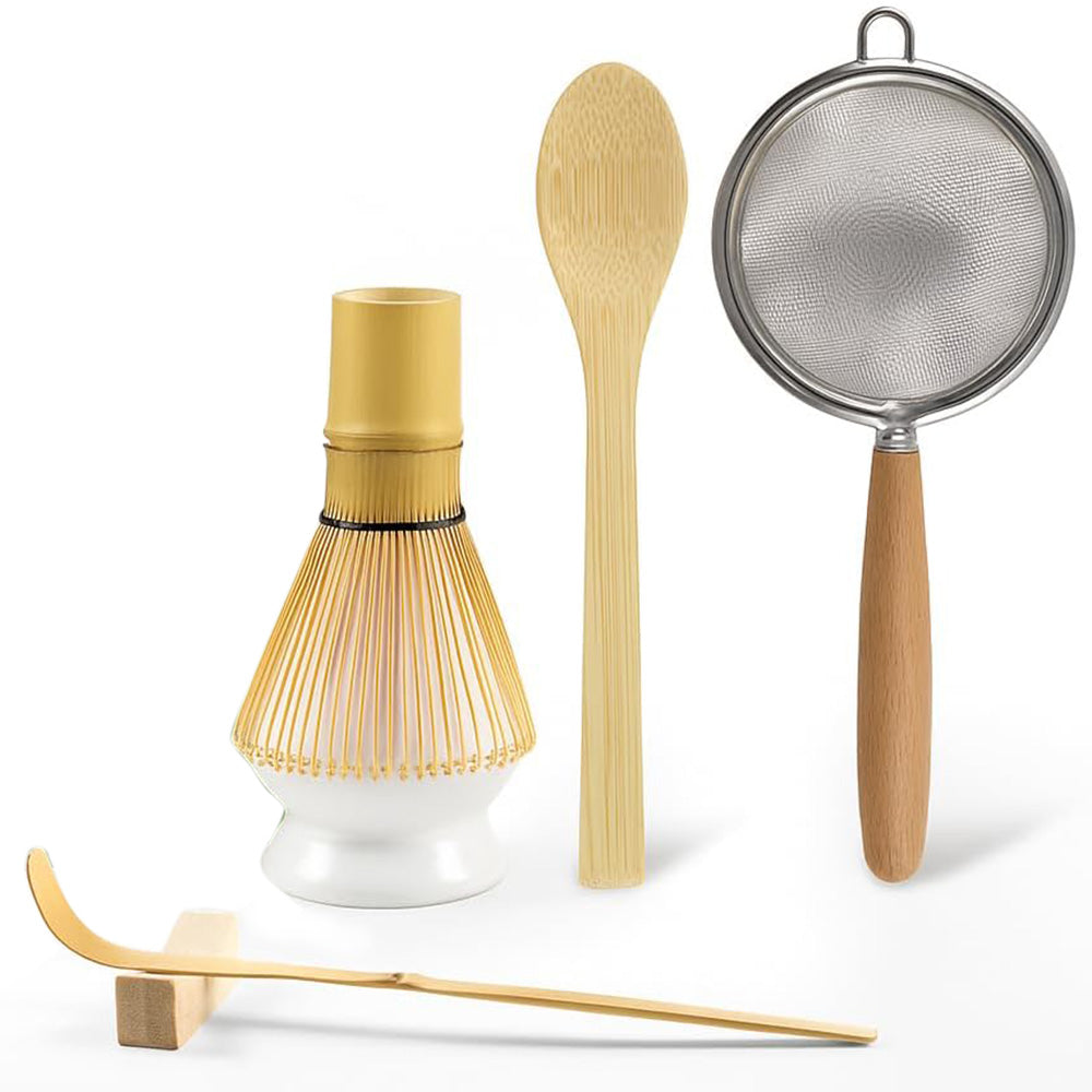 Matcha Whisk Set �Starter Kit with Sifter Bamboo Scoop & Whisk