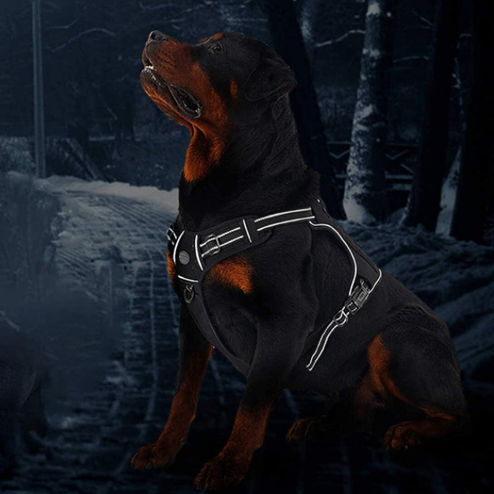 Tactical Dog Harness with Reflective Pet No Pull Adjustable Military Vest for Walking Training Black