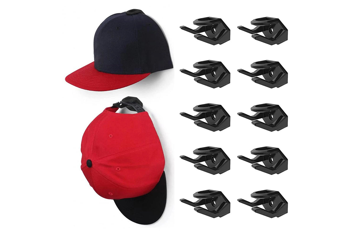 10 Pack Hat Racks for Baseball Caps Fashion Self-Adhesive Hat Hooks Room Decor-Black