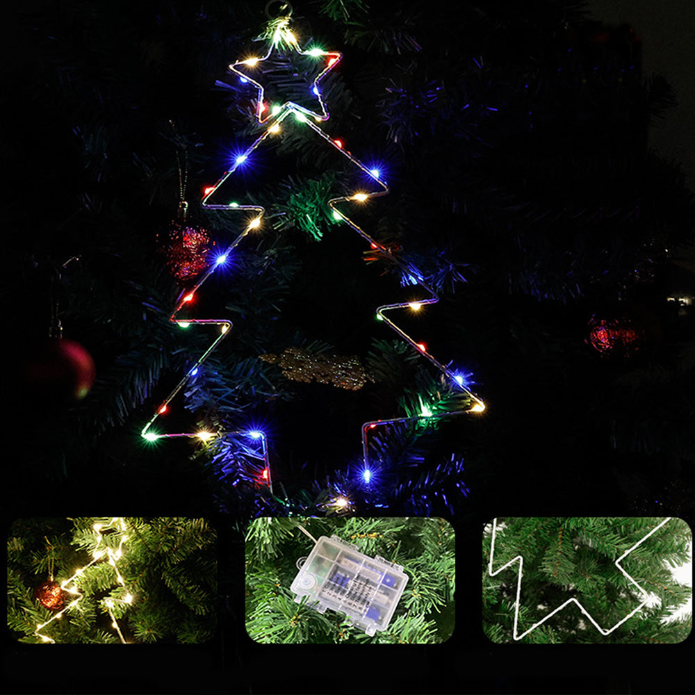 3Pcs Christmas Tree Lights with Timer Function Battery Operated LED Fairy Hanging Light Holiday Party Decoration