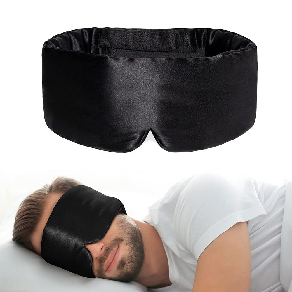 Silk Eye Mask for Sleeping Soft Pressureless Eye Cover Large Size Sleep Mask Black