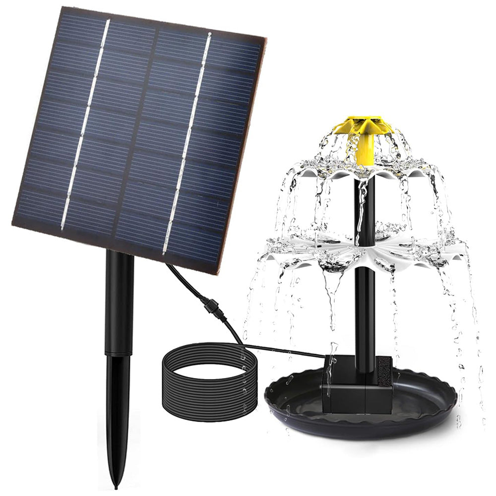 3-Tier Solar Bird Bath Fountain Waterfall Water Pump for Birdbath Garden Backyard Pond Pool Outdoor Decoration
