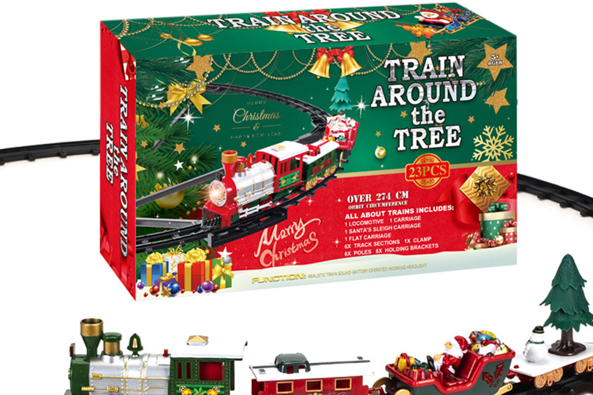 Hanging Christmas Train Toy Set with Lights Music and Track for Little Ones