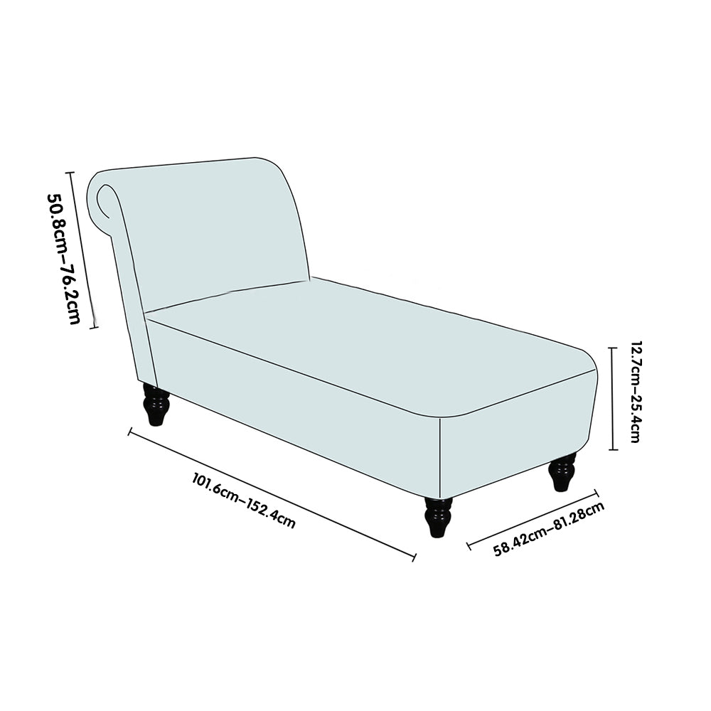 Velvet Armless Lounge Chaise Slipcover Stretch Chaise Couch Cover -Black