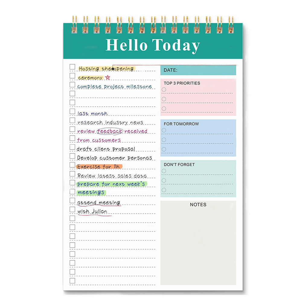 A5 To Do List Notepad 52 Sheets Tear Off Daily Planner Checklist Notebook for Tasks Goal Achievement Green
