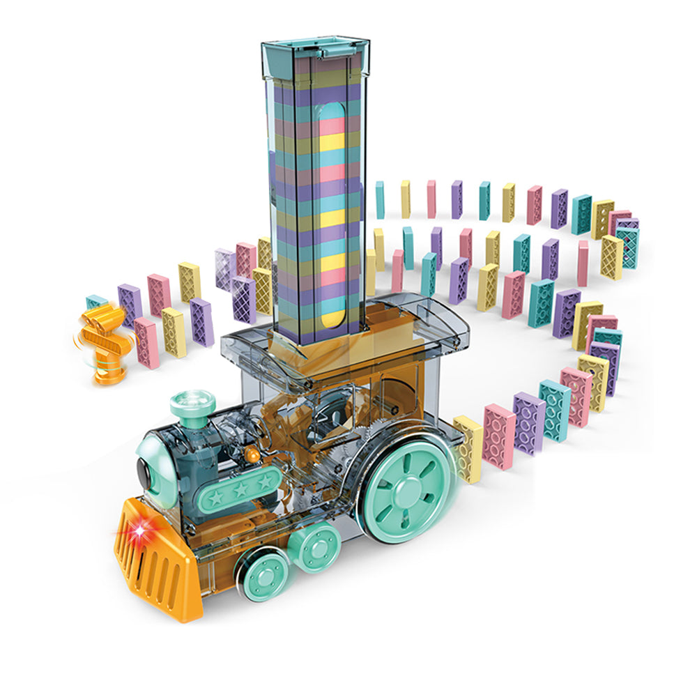 Automatic Domino Laying Train Set with 80Pcs Domino Blocks Blue