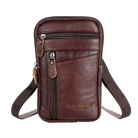 Leather Phone Pouch Small Waist Pack Crossbody Bag Business Receipt Wallet Coffee