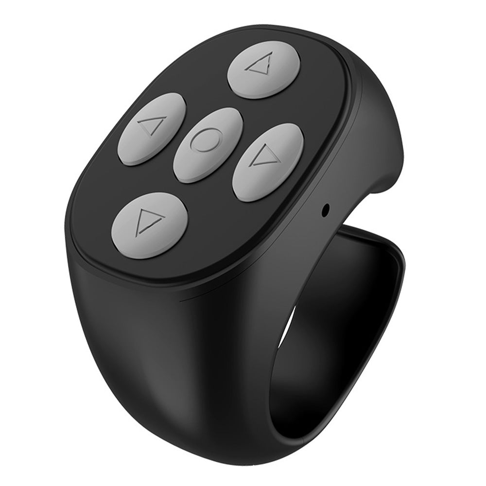 Wireless Page Turner Bluetooth Ring Remote Control Fingertip Selfie Video Controller for Smart Phone Black