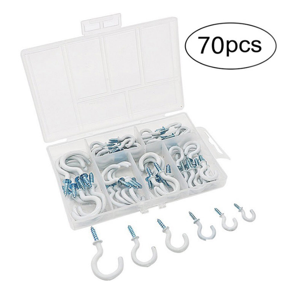 140Pcs Metal Screw Hooks 6 Sizes Screw-in Hooks Hat Plant Hangers